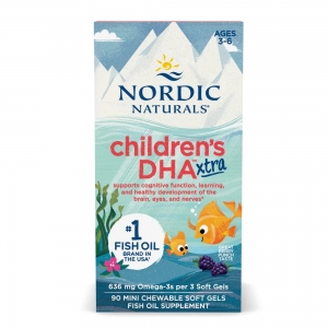 Nordic Naturals 挪威小鱼 3-6儿童XTRA DHA鳕鱼鱼油软胶囊90粒-保质期2029年5月